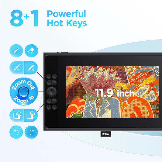 UGEE UE12 Plus Digital Pen Tablet Monitor with 11.9 HD Screen Drawing Tablet