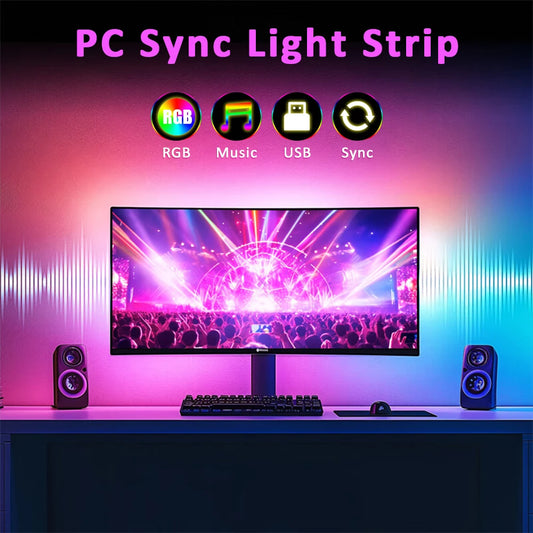 USB Computer Sync Light Strip PC Strip Lights 24 27 32 34 Inch Monitor RGB