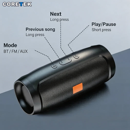 Portable Bluetooth Speaker, Stereo Surround, Mini for Travel & Home