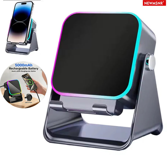 Wireless Induction Speaker 8 RGB Lights HIFI Sound Portable Bluetooth Phone