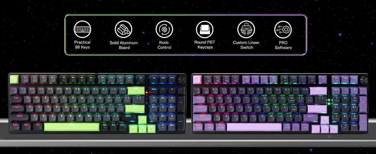 Redragon K740 PRO 98 Keys Wireless RGB Gaming Keyboard, Mechanical Keyboard