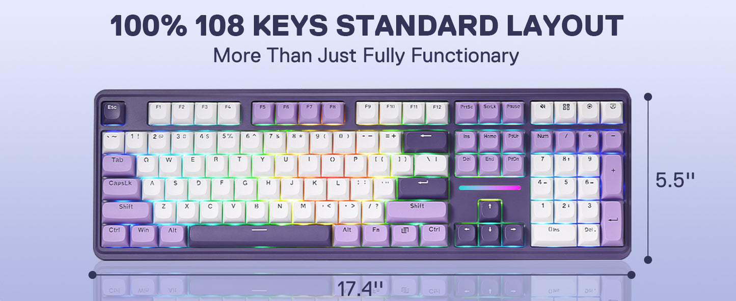 Redragon K745 PRO Wireless Gasket RGB 108 Keys Mechanical Gaming Keyboardw