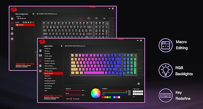 Redragon K740 PRO 98 Keys Wireless RGB Gaming Keyboard, Mechanical Keyboard