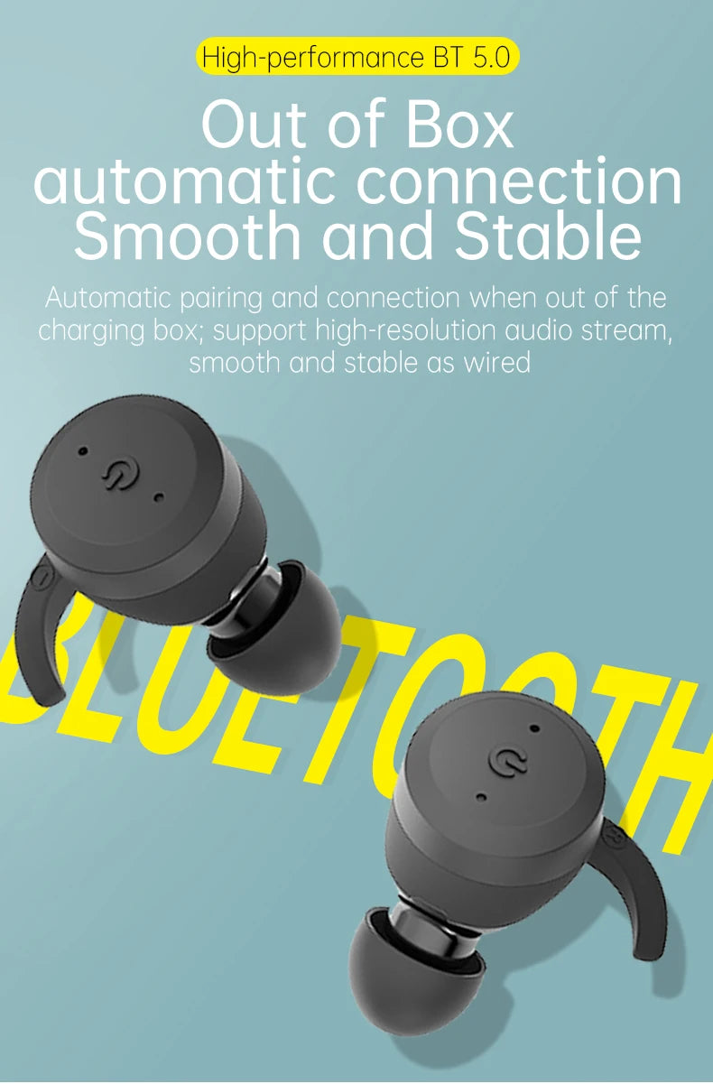 Bluetooth Wireless Headphones with Mic Sports Waterproof TWS Bluetooth