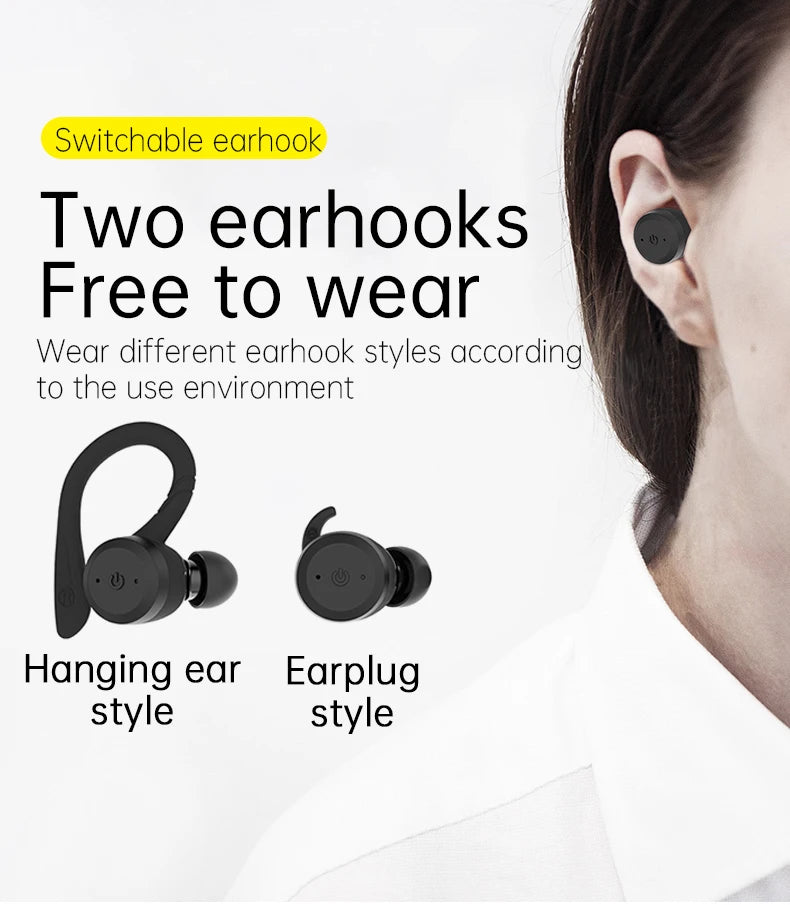 Bluetooth Wireless Headphones with Mic Sports Waterproof TWS Bluetooth