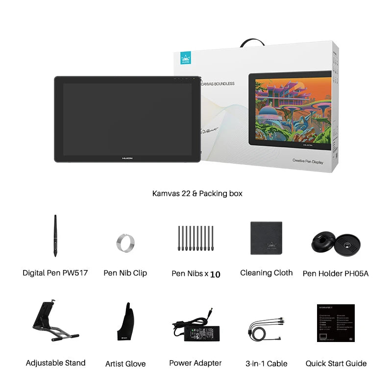 Huion Kamvas 22 Graphic Tablet Monitor 21.5 inch Screen Pen Display Compatible