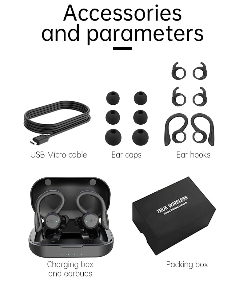 Bluetooth Wireless Headphones with Mic Sports Waterproof TWS Bluetooth