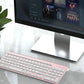Wireless Keyboard Ergonomic French Keyboard for PC Laptop-Pink/Grey/Silver