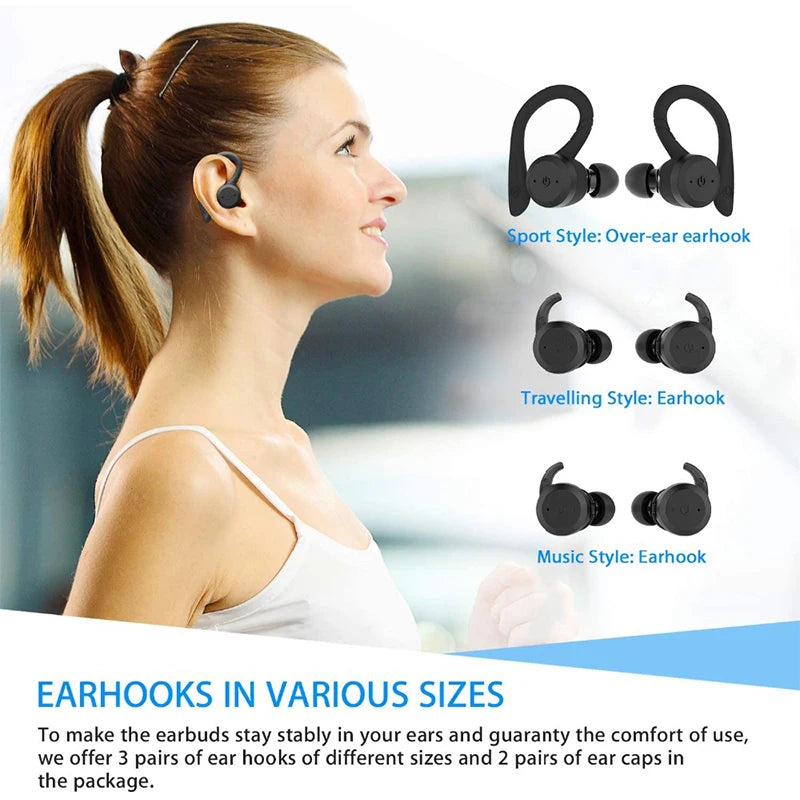 Bluetooth Wireless Headphones with Mic Sports Waterproof TWS Bluetooth
