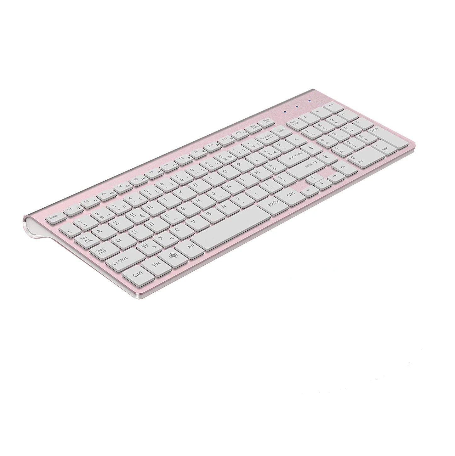 Wireless Keyboard Ergonomic French Keyboard for PC Laptop-Pink/Grey/Silver