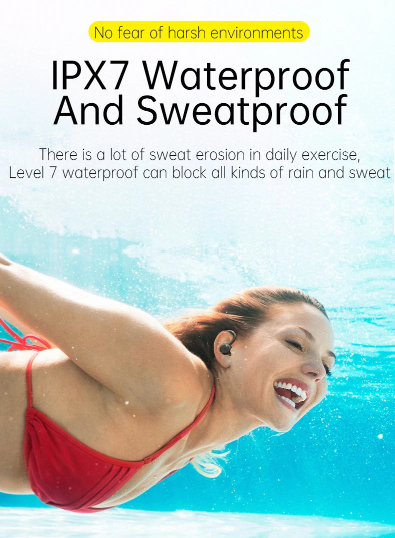 Bluetooth Wireless Headphones with Mic Sports Waterproof TWS Bluetooth