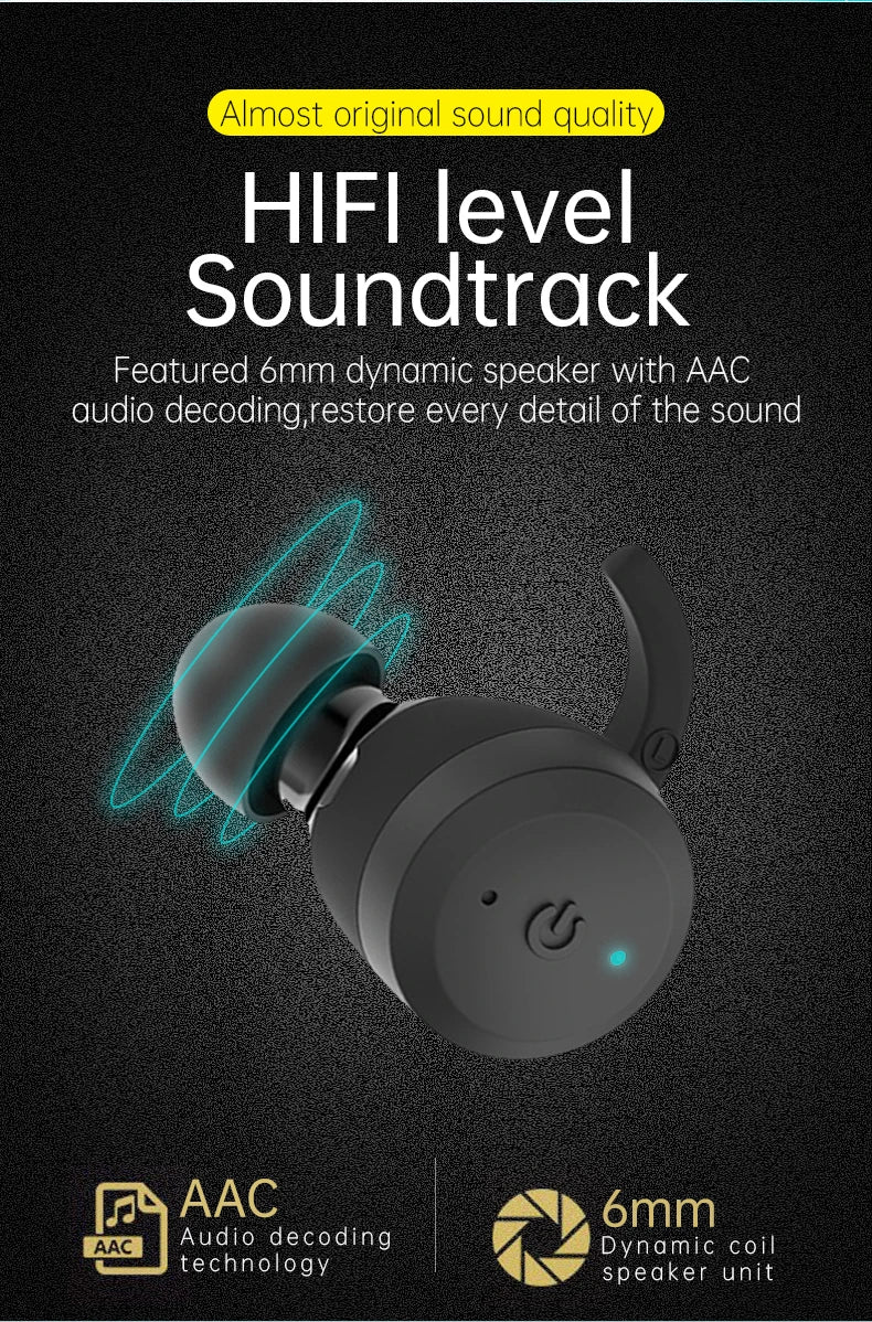 Bluetooth Wireless Headphones with Mic Sports Waterproof TWS Bluetooth