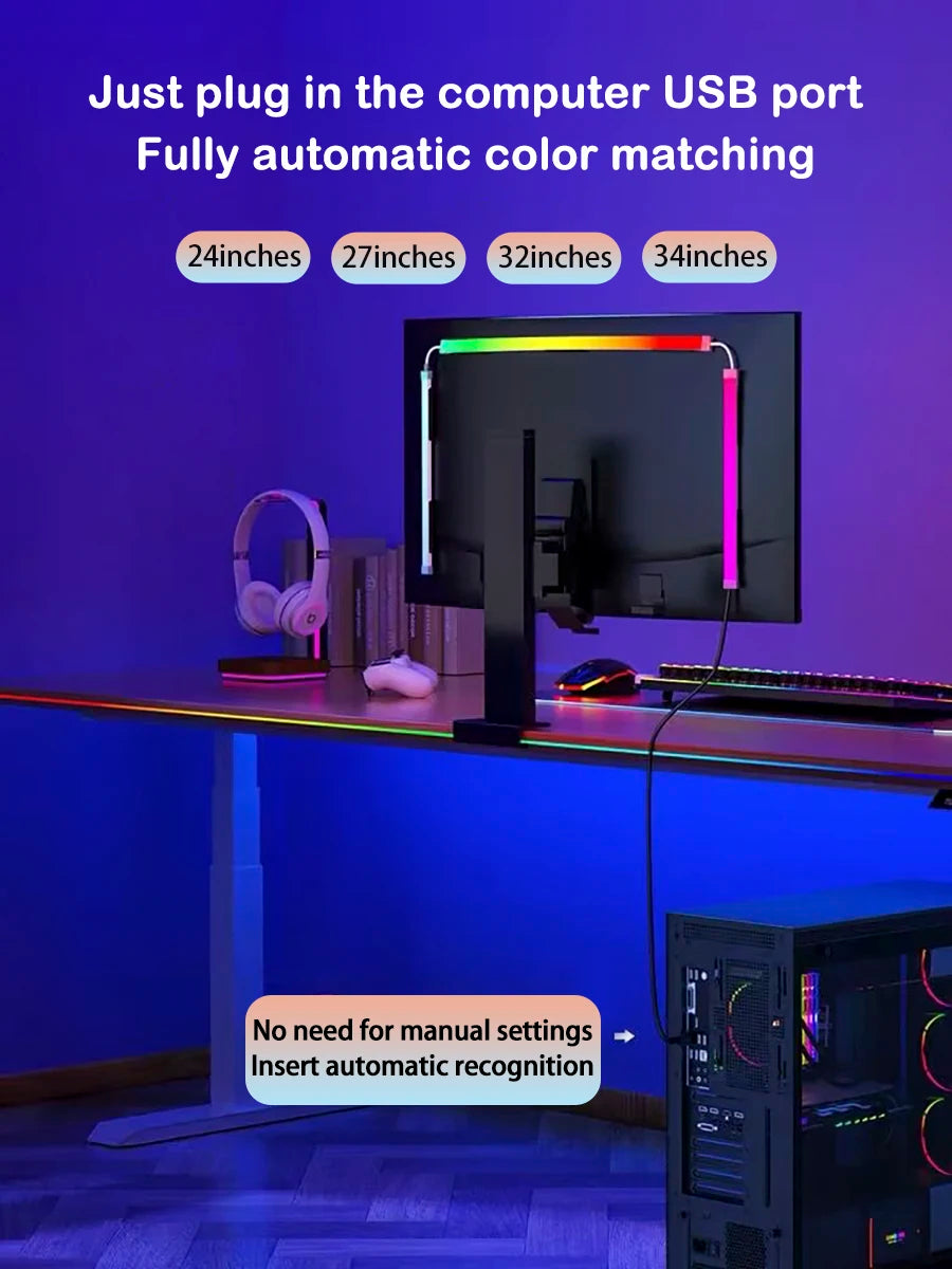 Smart Gaming LED Strip Lights Computer Sync Light Strip Monitor RGB Screen LED