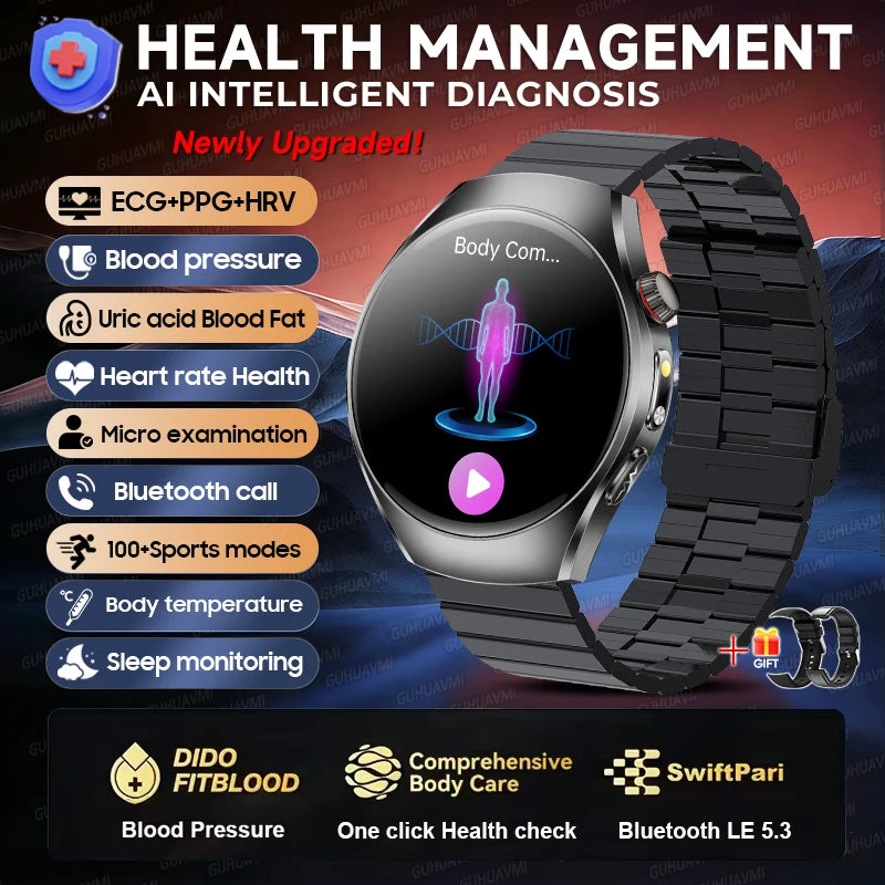 2026 New Accurate Body Health analysis Smart Watch Men ECG Blood lipids Uric