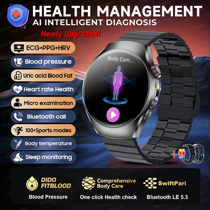 2026 New Accurate Body Health analysis Smart Watch Men ECG Blood lipids Uric