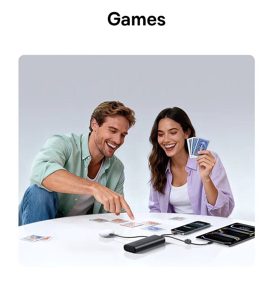 Power Bank Built-In Dual USB-C Cable Fast Charge Digital Display Power Bank