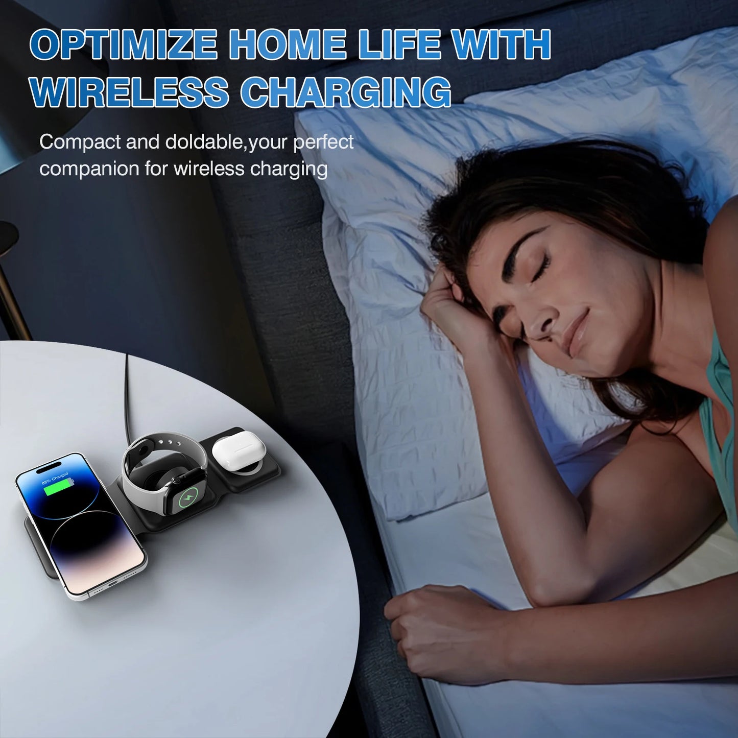 15W Magnetic Wireless Chargers 3 in 1 Foldable Phone Charge Dock Fast Charg