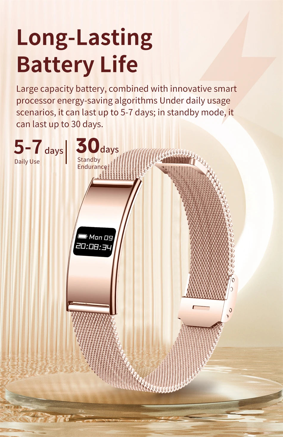 New Smart Bracelet Men Fitness Tracker IPX8 Waterproof Heart Rate Sleep Monitor