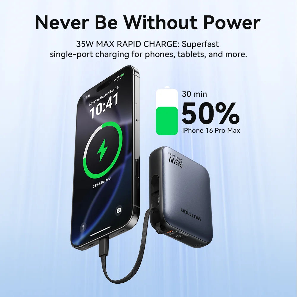 Vention 35W Mini Power Bank PD Fast Charge 10000mAh Portable Power Bank