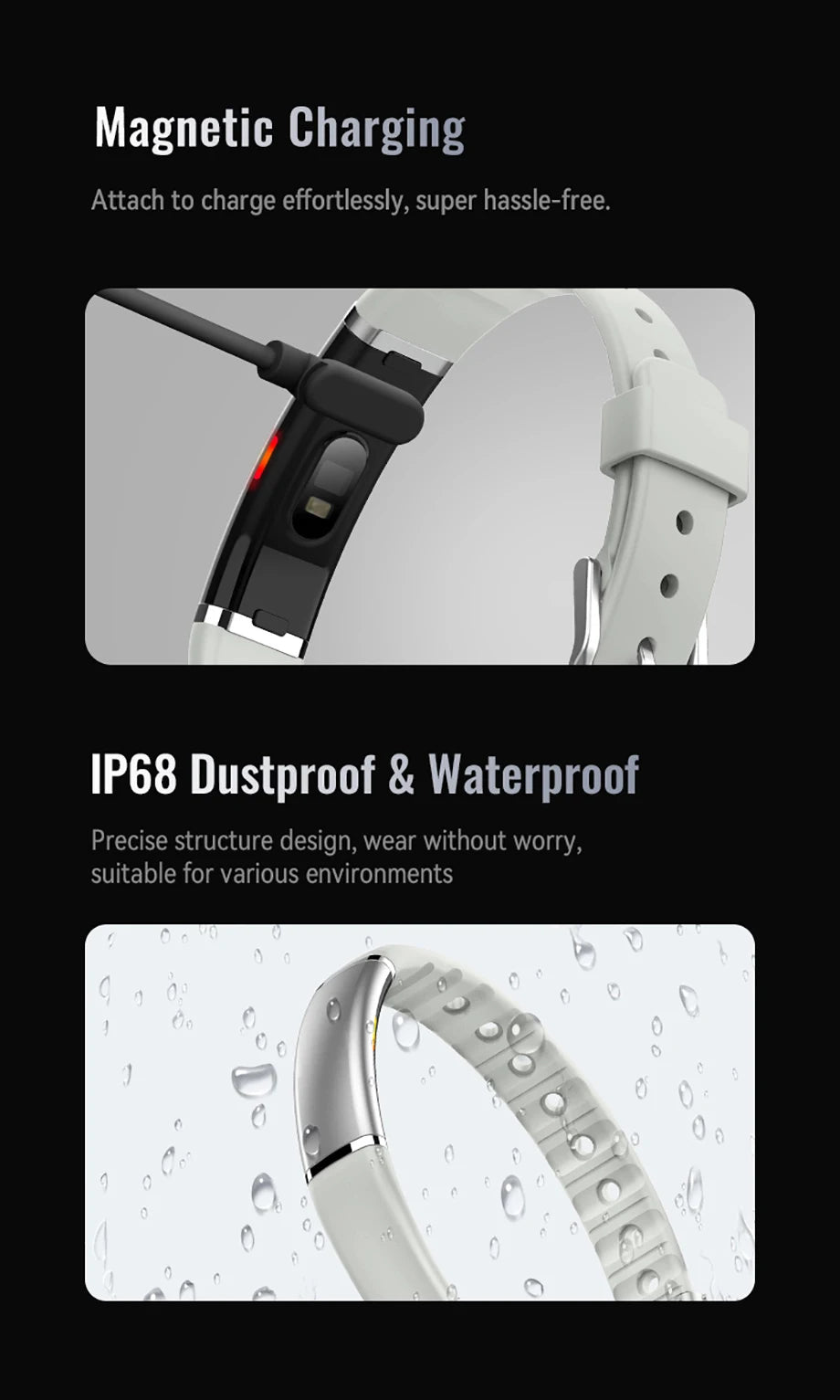 New Fashion Bluetooth Smart Bracelet Health Heart Rate Sleep Stress Monitoring
