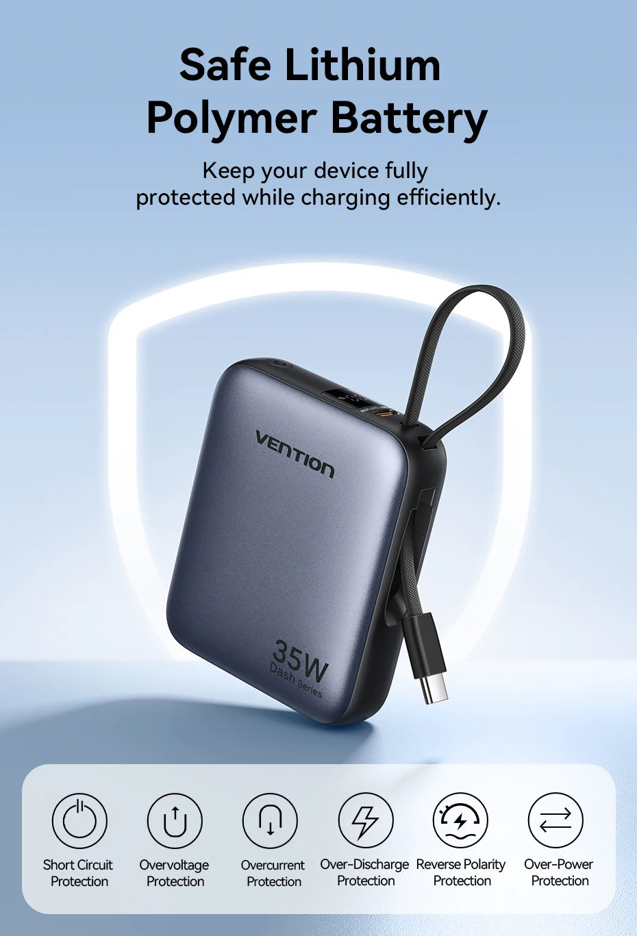 Vention 35W Mini Power Bank PD Fast Charge 10000mAh Portable Power Bank