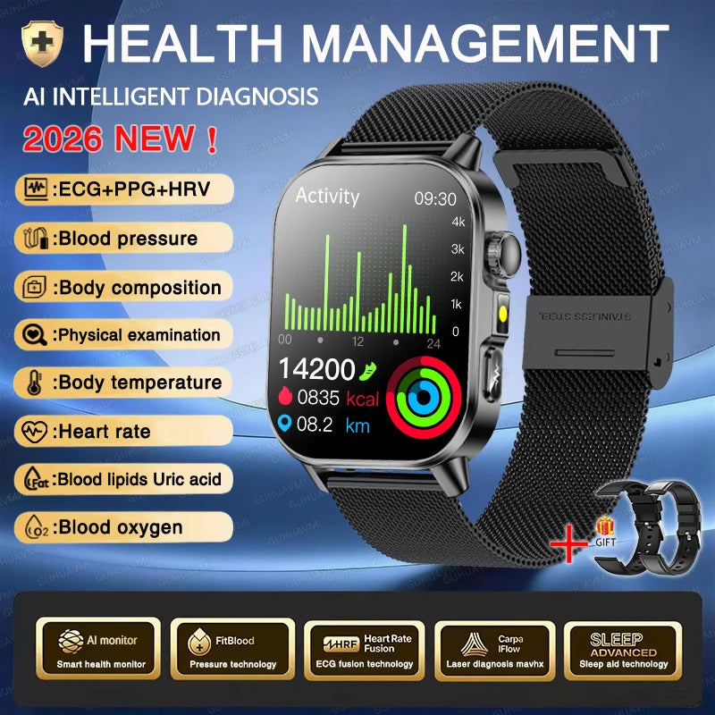 New Men Accurate Health Diagnosis ECG Smart Watch Blood Pressure Smartwatch