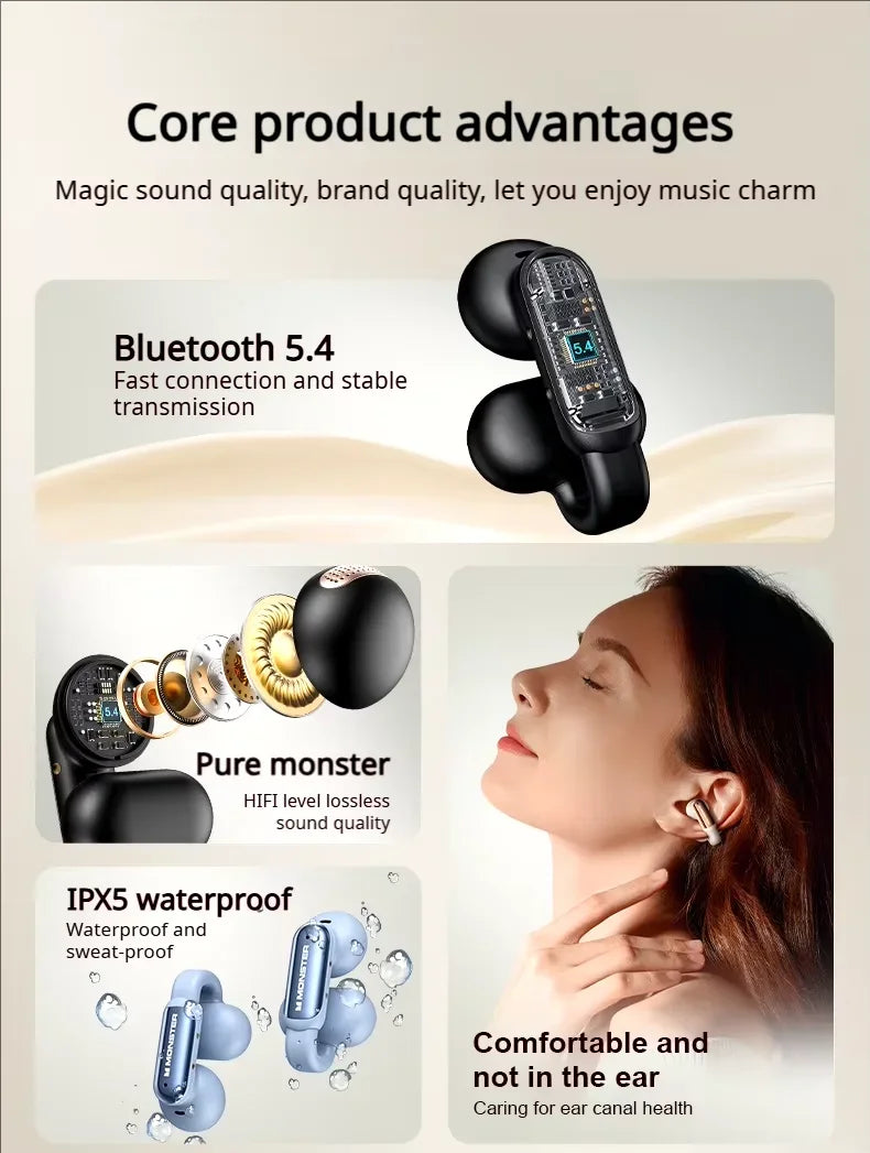 Monster AC601 OWS Bluetooth Gaming Earphones Noise Cancelling Earbuds