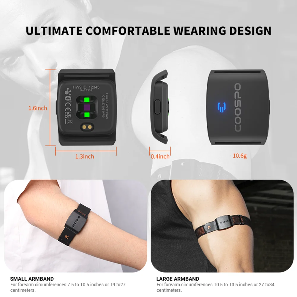 COOSPO HW9 Armband Heart Rate Monitor with HR Zones/Calories HRM