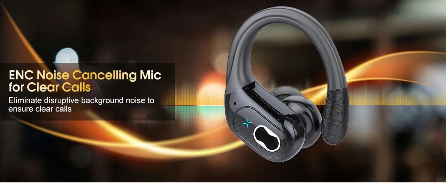 TWS Sports Earbuds Bluetooth 5.4 HIFI Bass Wireless Headphones LED Touch