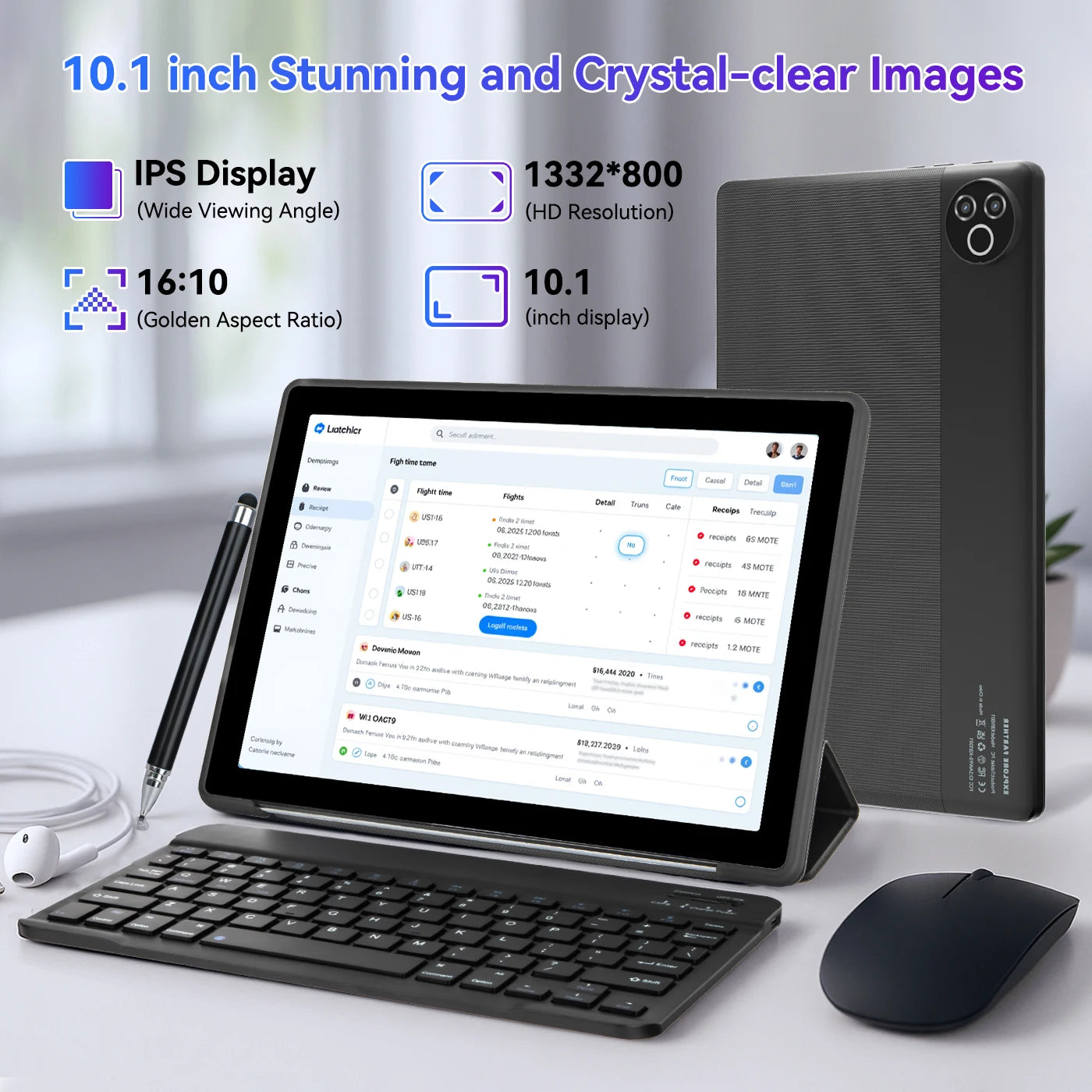 URAO 10 Inch Android 15 OS GMS Certified Tablets ROM 1TB Touch Screen