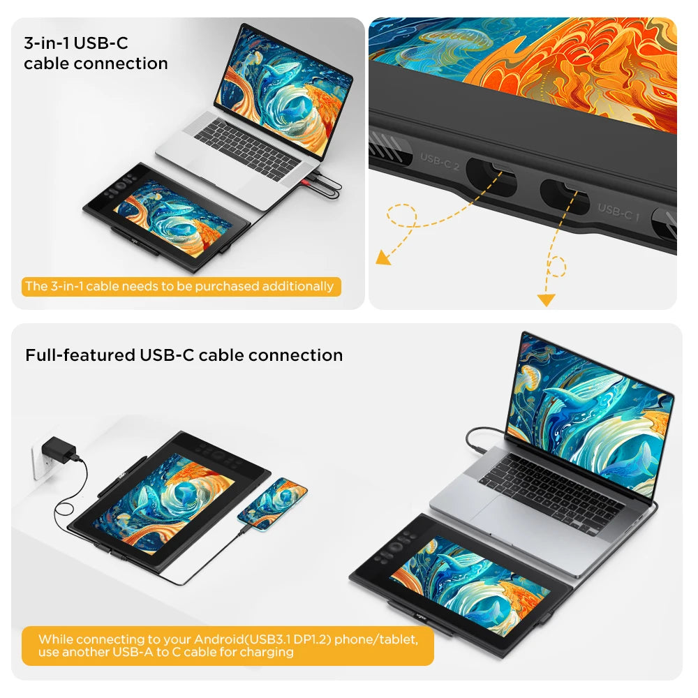 UGEE UE12 Plus Digital Pen Tablet Monitor with 11.9 HD Screen Drawing Tablet