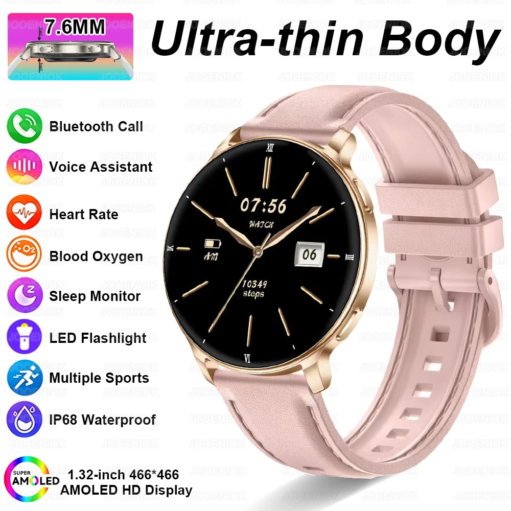 2026New 7.6mm Ultra Thin Women Smartwatch AMOLED Display Bluetooth