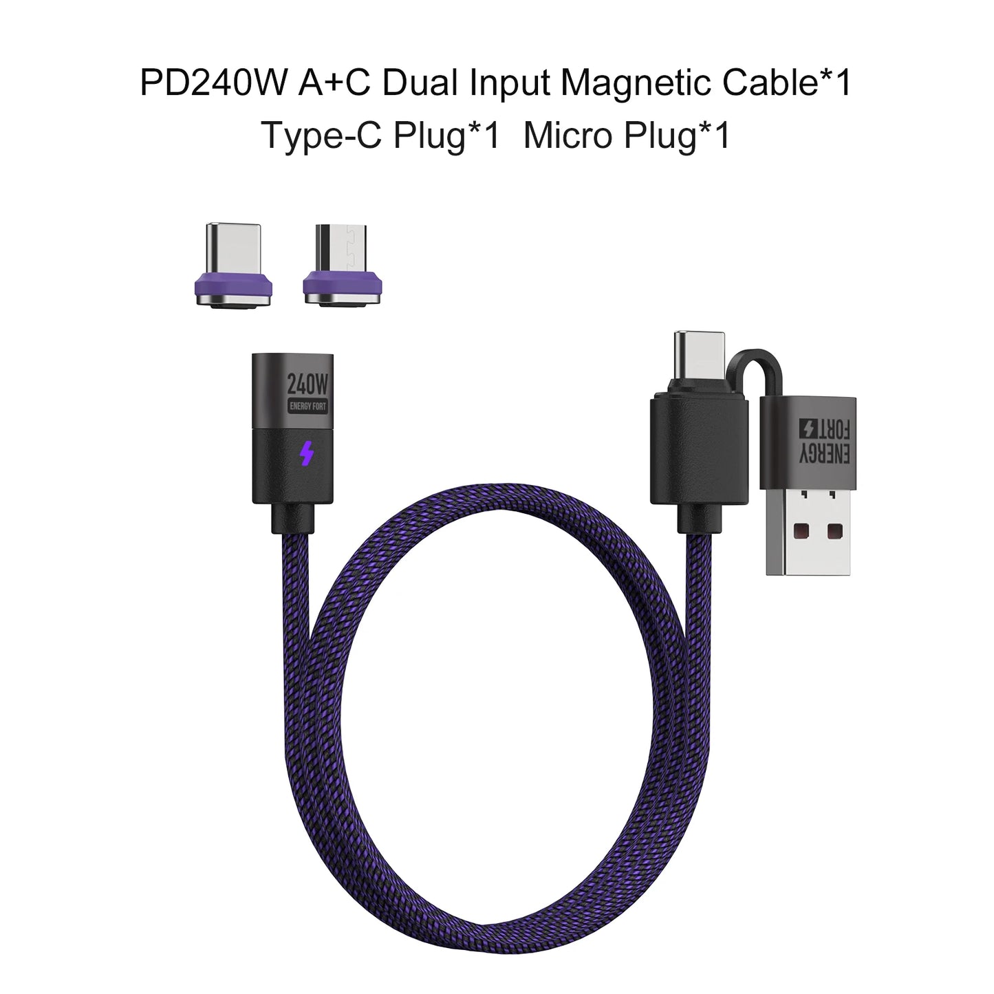 240W Magnetic Phone Charger Magnetic USB C Charging Cable 480Mbps Data