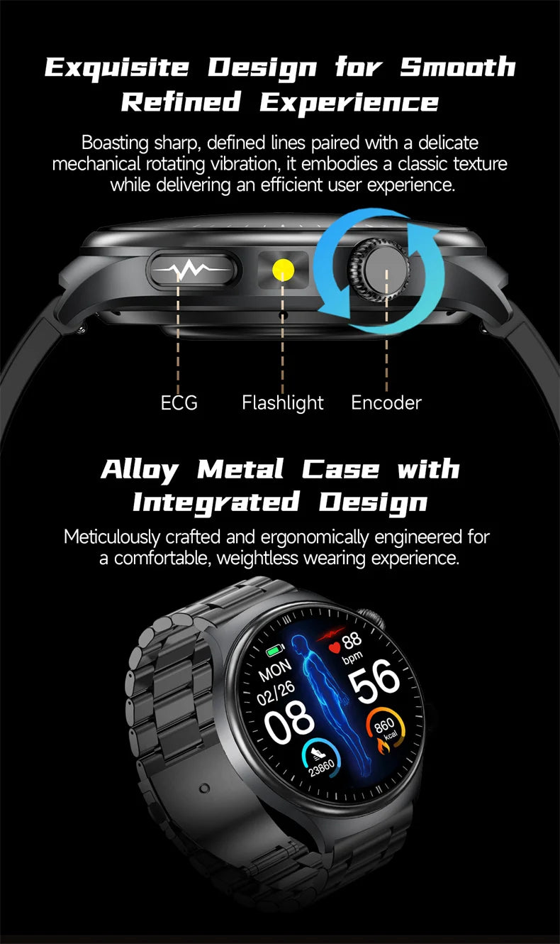 New Accurate ECG Smart Watch Heart Health Analysis Blood oxygen Pressure BT