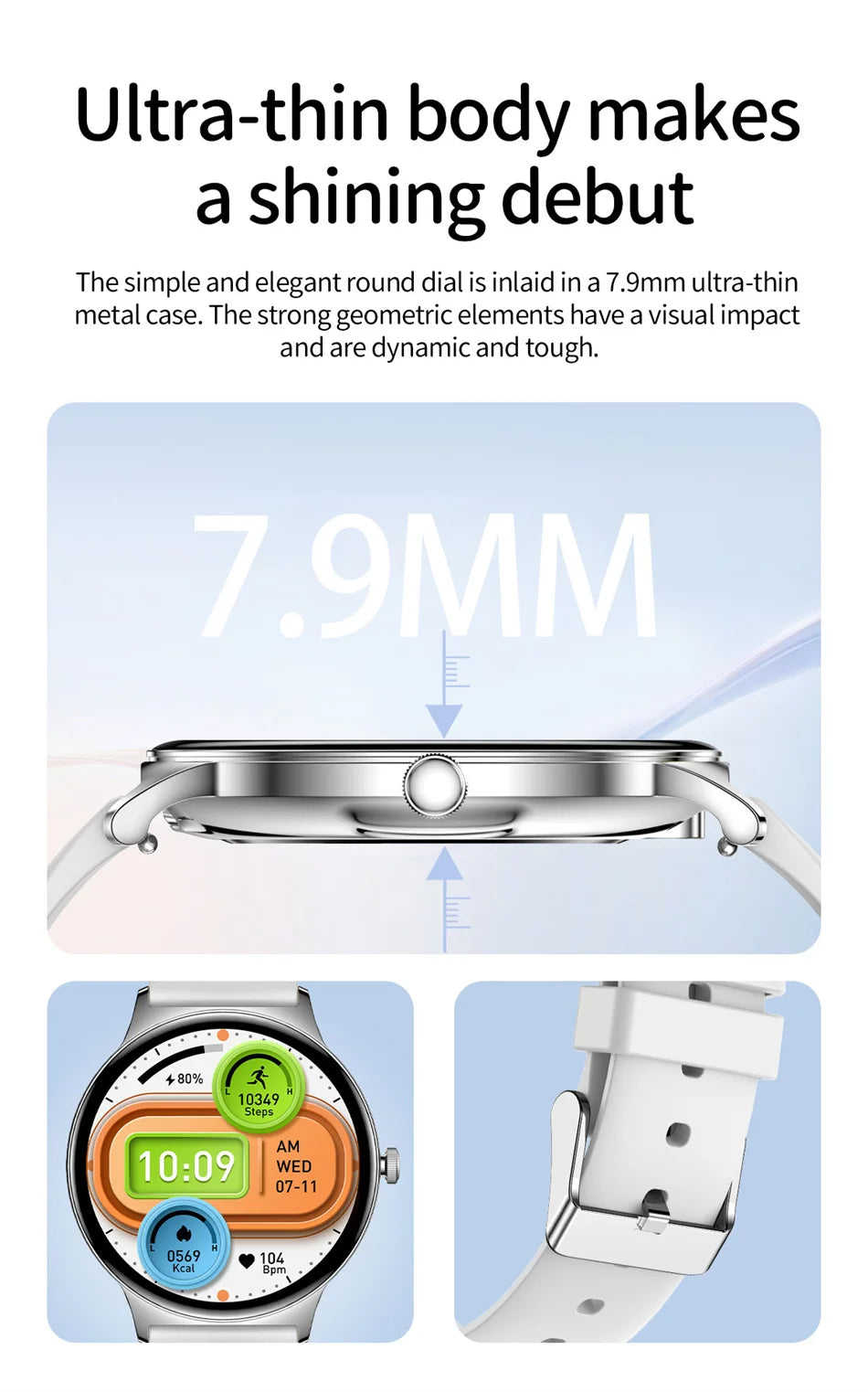 2026New 7.9mm Ultra-Slim SmartWatch Women Health Monitoring Smart Watch