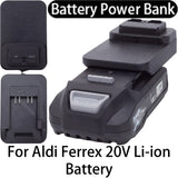 Battery Power Bank for Aldi Ferrex 20V Energy Li-ion Battery with USB/Type-C
