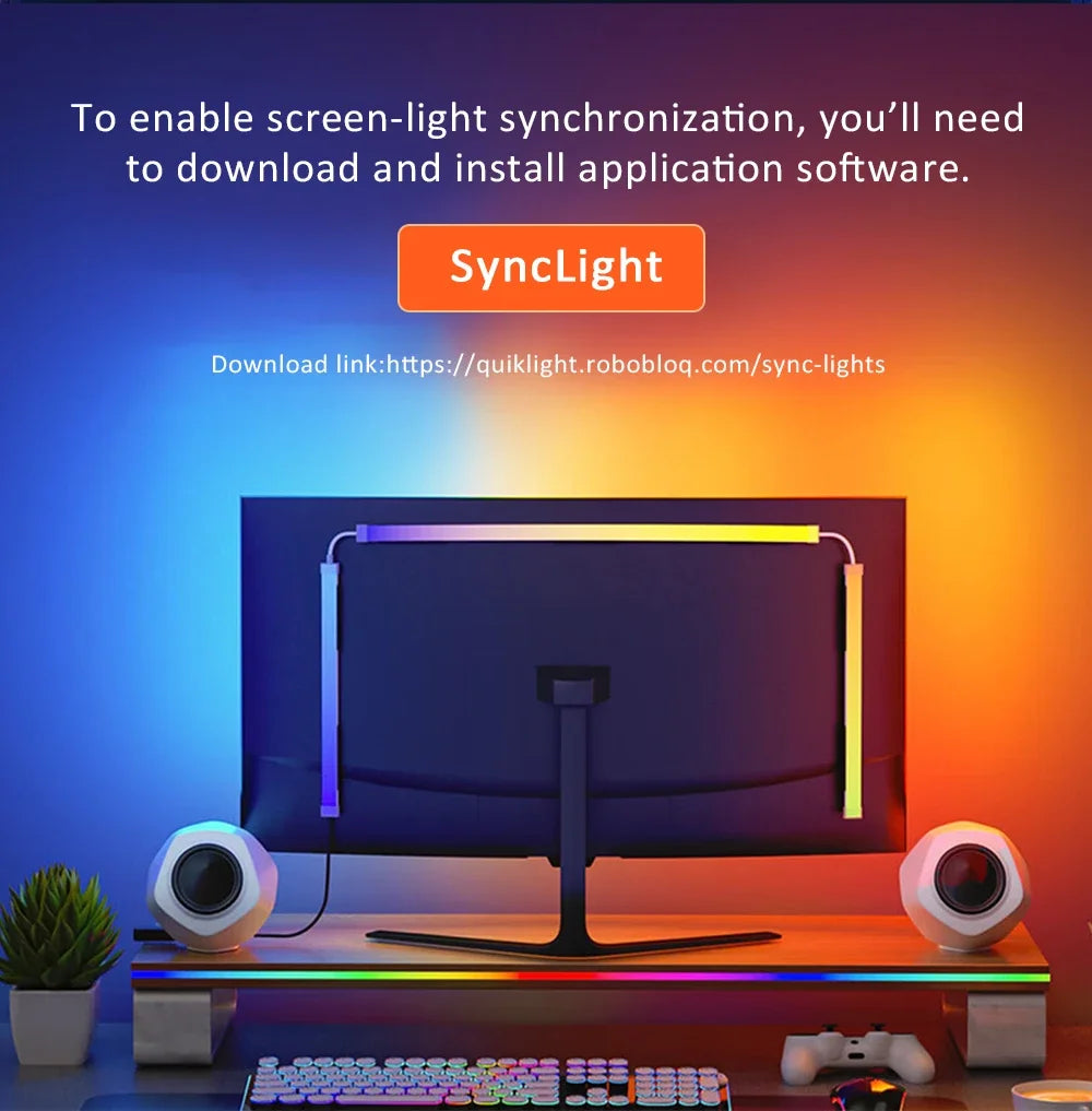 USB Computer Sync Light Strip PC Strip Lights 24 27 32 34 Inch Monitor RGB