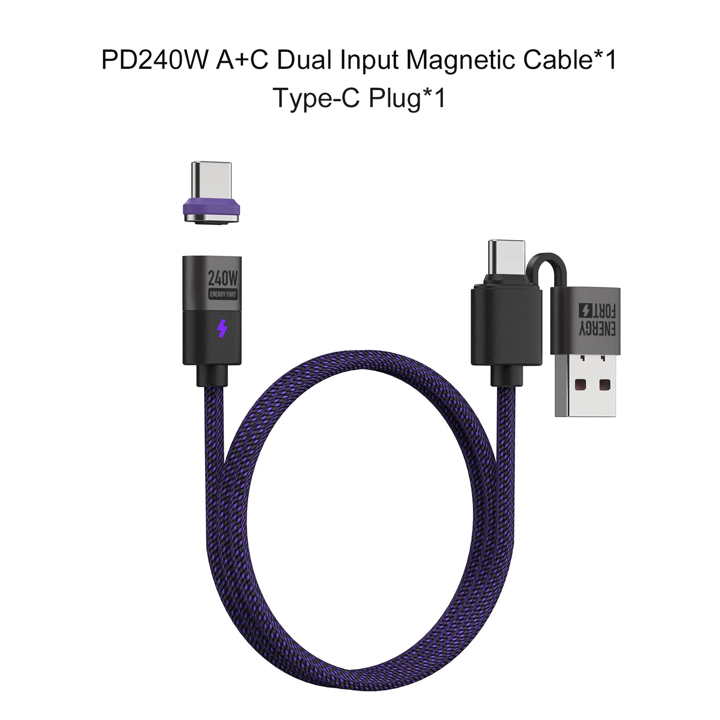 240W Magnetic Phone Charger Magnetic USB C Charging Cable 480Mbps Data
