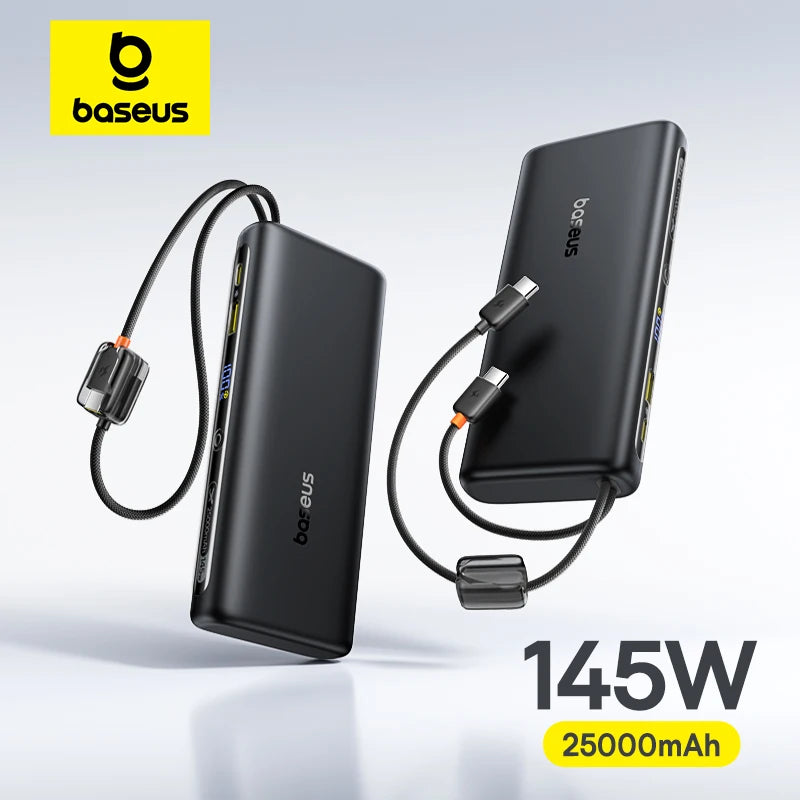 Power Bank Built-In Dual USB-C Cable Fast Charge Digital Display Power Bank