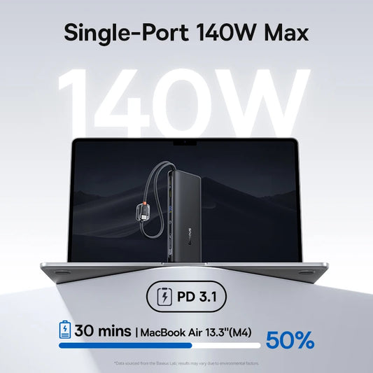 Power Bank Built-In Dual USB-C Cable Fast Charge Digital Display Power Bank