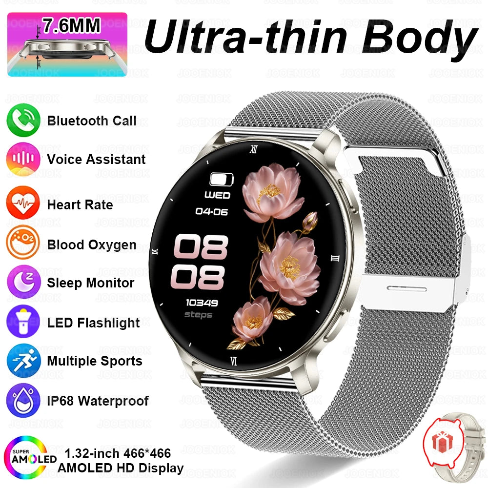 2026New 7.6mm Ultra Thin Women Smartwatch AMOLED Display Bluetooth