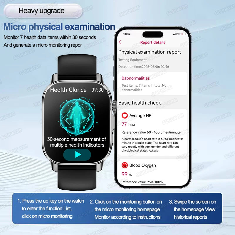 New Men Accurate Health Diagnosis ECG Smart Watch Blood Pressure Smartwatch