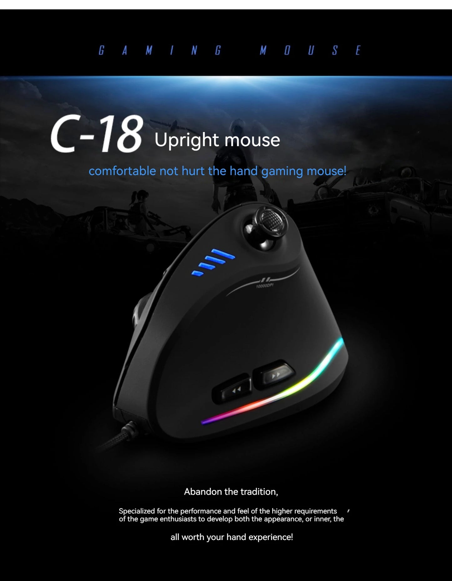 Upright Mouse 11 Key Optical Mouse Programming Gaming Mouse