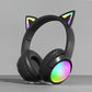 Cute Cat Ear RGB Wireless Headphones, Bluetooth Playtime, Foldable Over-Ear