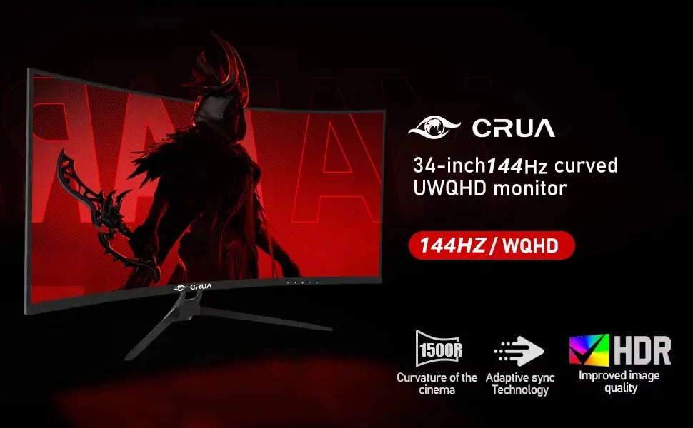 34 CRUA Gaming Monitor 34-inch Curved Ultrawide WQHD Monitor VA Panel Display