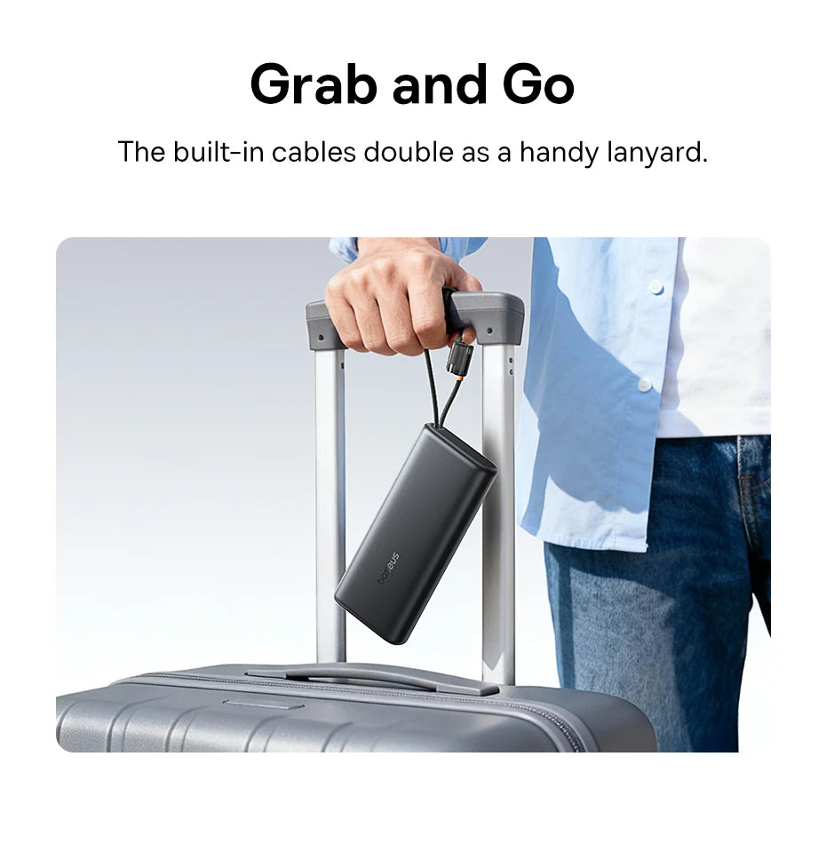 Power Bank Built-In Dual USB-C Cable Fast Charge Digital Display Power Bank