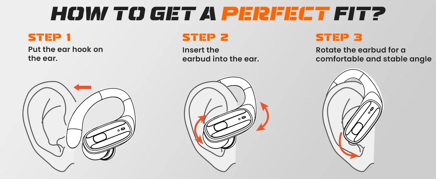 Sports Bluetooth 5.3 Headphones Wireless Earbuds Ear Buds with ENC