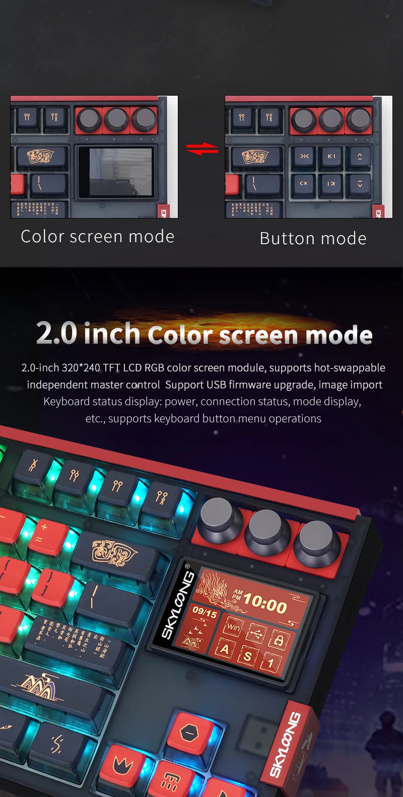 Pro Bluetooth mechanical keyboard 80% TKL low noise switch RGB backlit PBT