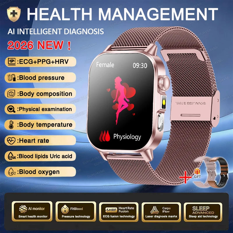 New Men Accurate Health Diagnosis ECG Smart Watch Blood Pressure Smartwatch