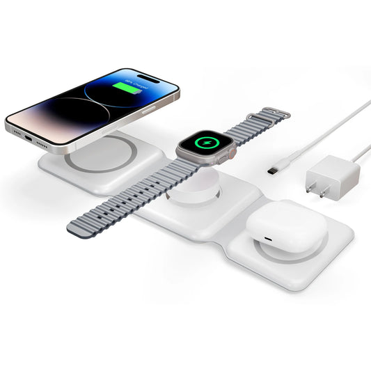 15W Magnetic Wireless Chargers 3 in 1 Foldable Phone Charge Dock Fast Charg